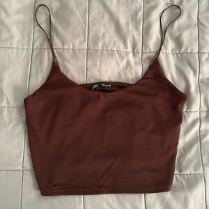 ZARA Brown Cropped Tank Top Size M